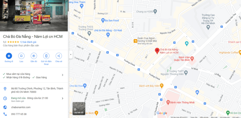 Bản đồ chỉ đường đến cửa hàng của Năm Lợi